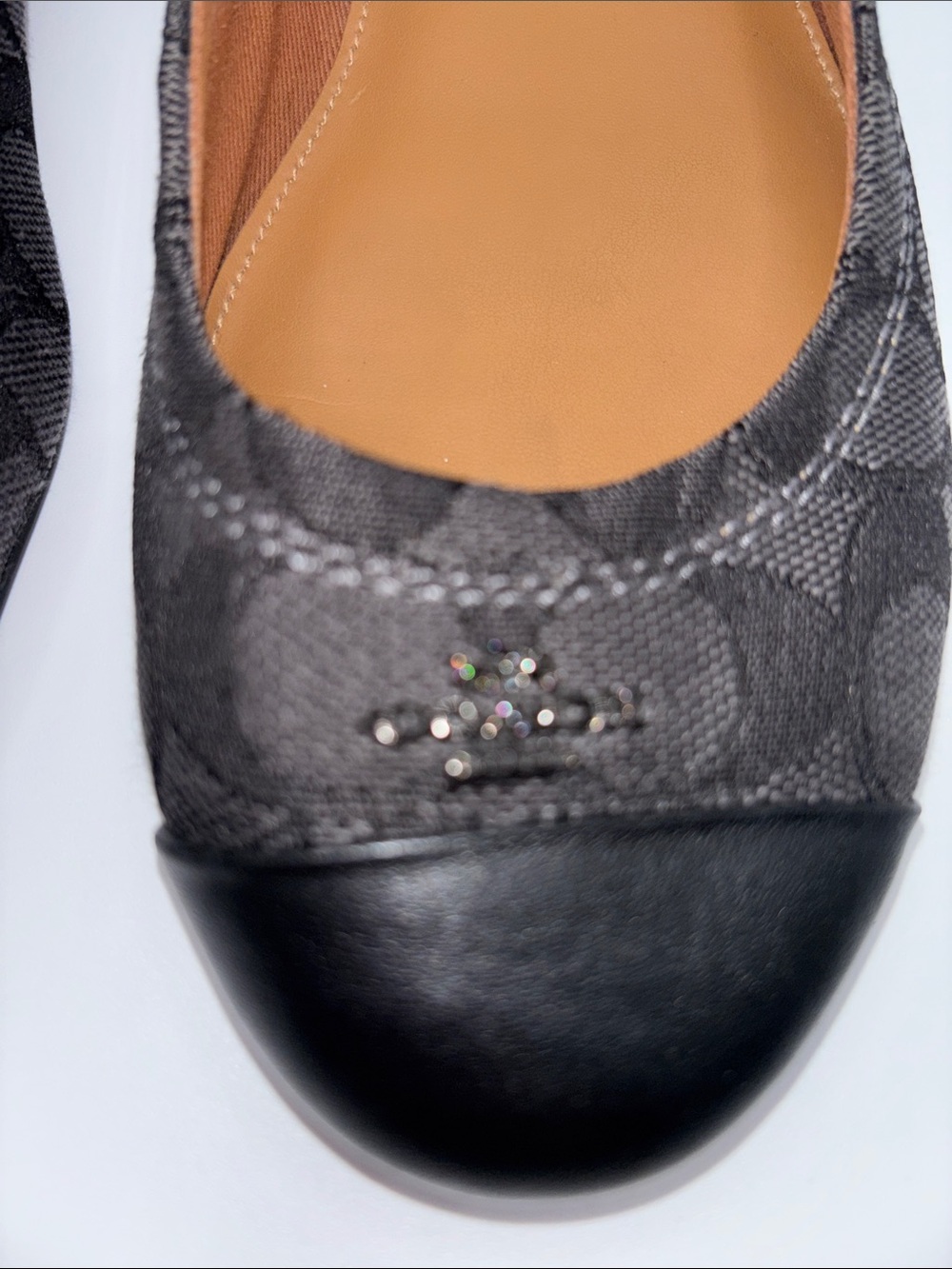 Coach Black Signature Canvas Cap-Toe Ballet Flats - Picture 2 of 10